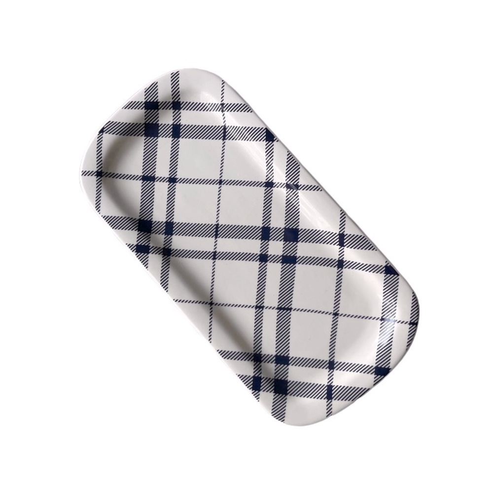 TARGET SERVING TRAY PLAID CERAMIC ONE PIECE SET